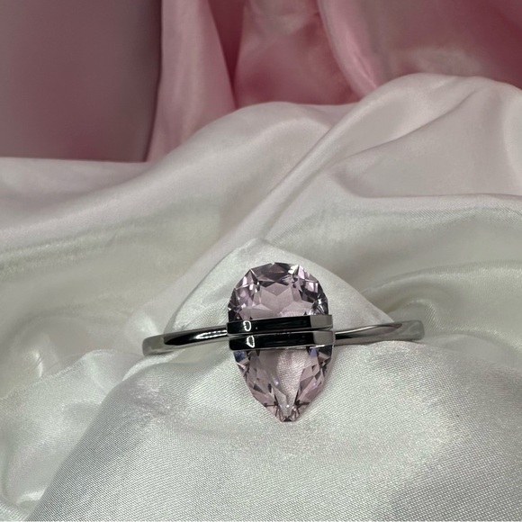 Swarovski Lucent Pink Pear Crystal Bangle – Rhodium Plated NIB (Medium) - Picture 4 of 16